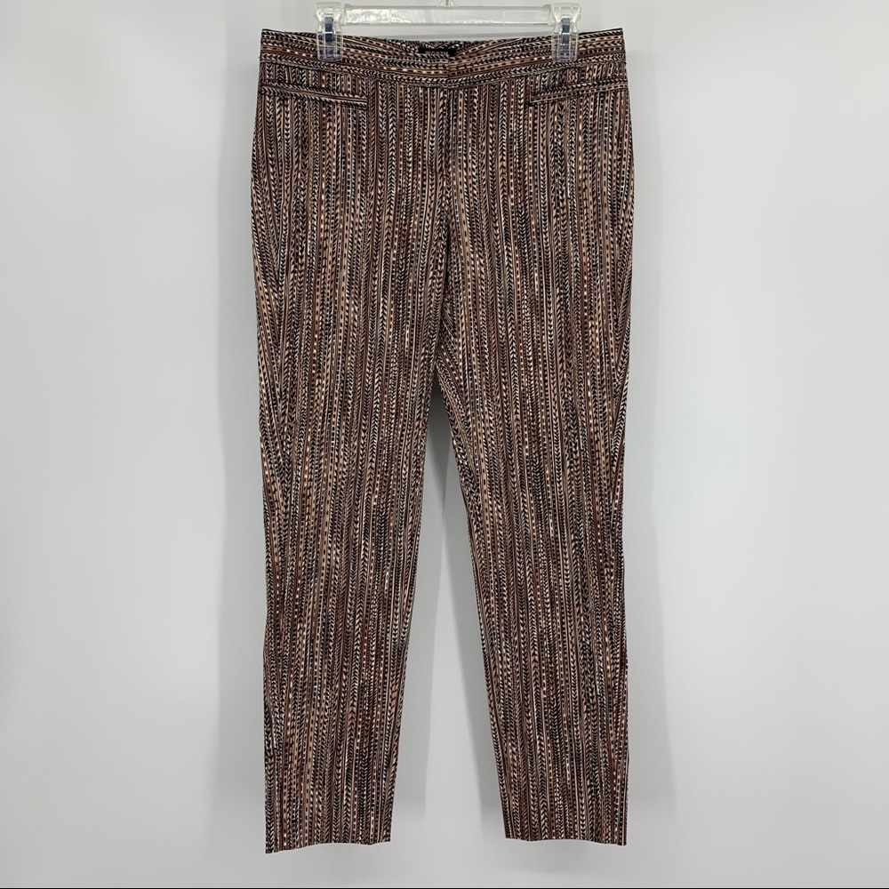 Worth New York Straight Leg Pants Cotton Blend Brown Print Size 4